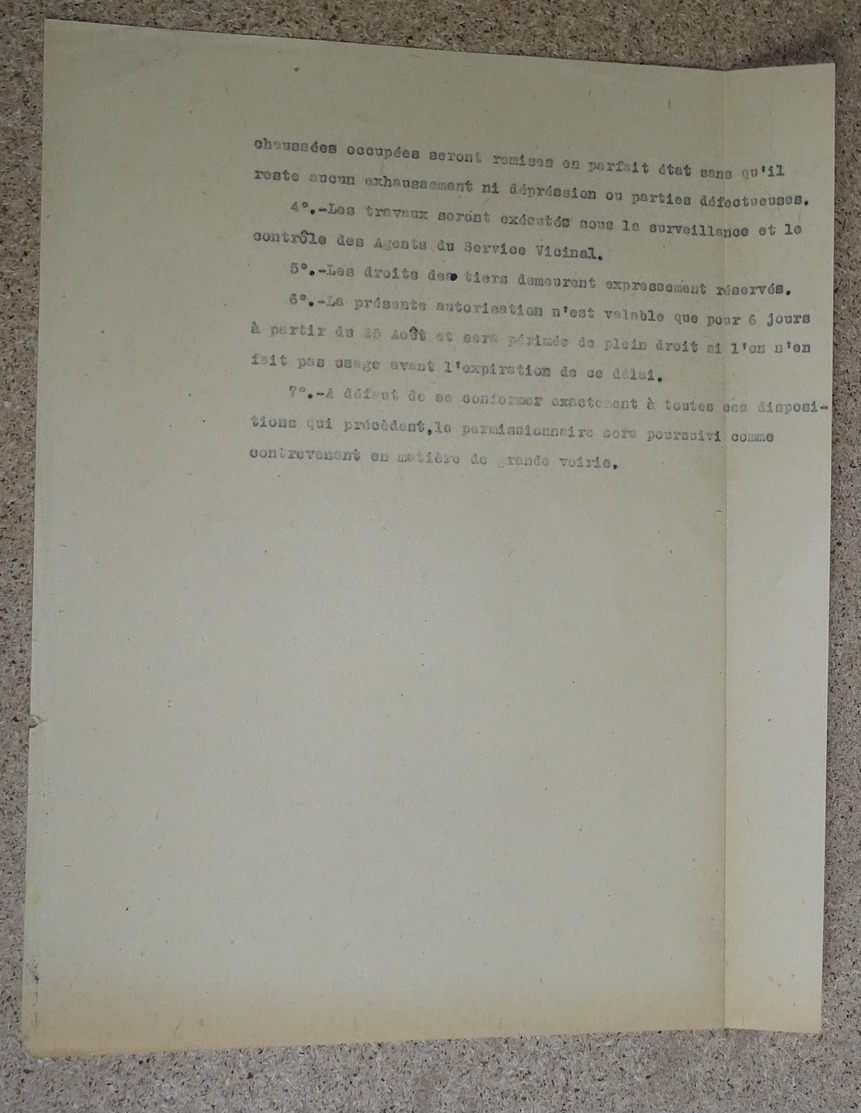 Rapport Vicinal De L'hérault - 1920 - Bédarieux -  Demande Autorisation De Bal - Autres & Non Classés