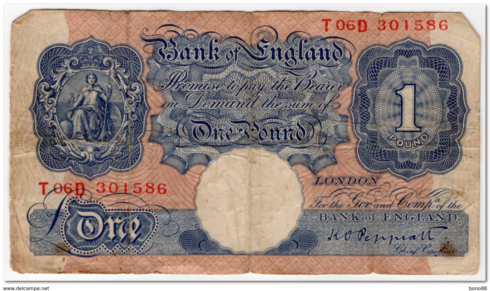 GREAT BRITAIN,ENGLAND,1 POUND,1940-48,P.367c,FINE - 10 Shillings