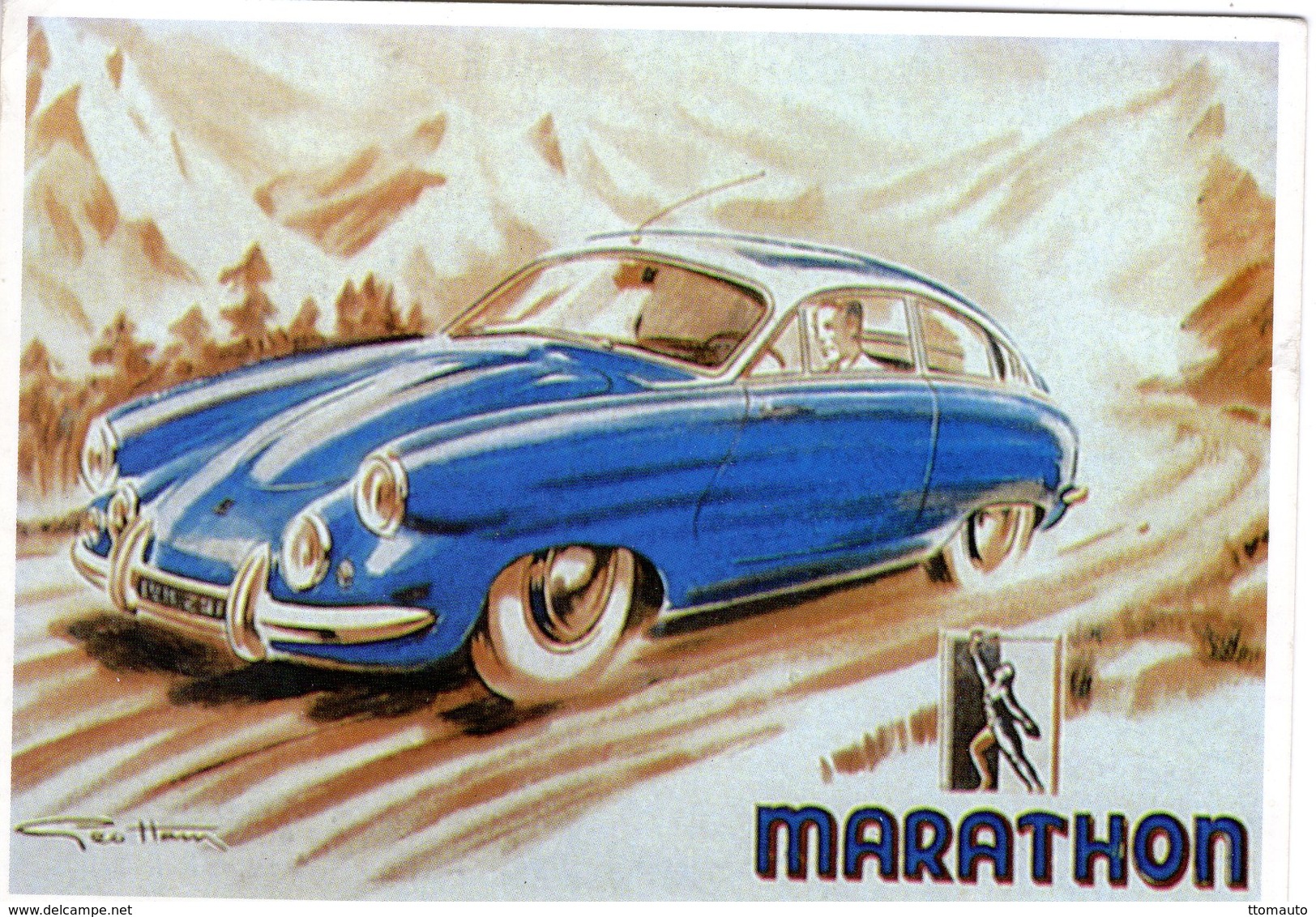 Automobiles MARATHON   -  Publicite D'epoque  - Illustrateur Geo Ham  -   Centenaire Editions CPM - Voitures De Tourisme