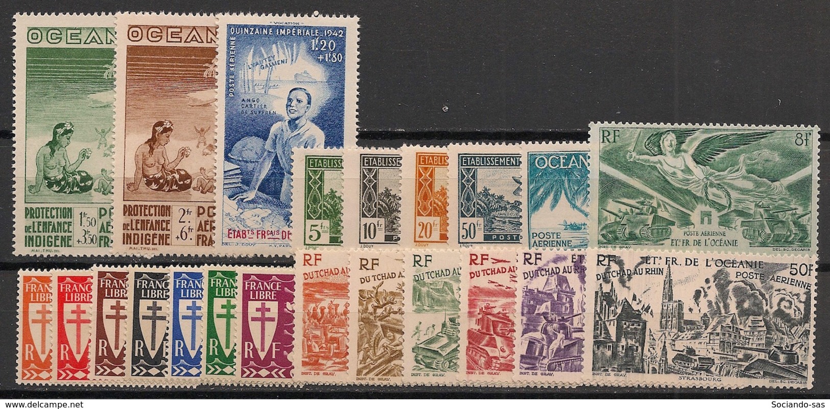Océanie - 1942 - Poste Aérienne PA N°Yv. 4 à 25 - Complet 22 Valeurs - Neuf Luxe ** / MNH / Postfrisch - Poste Aérienne