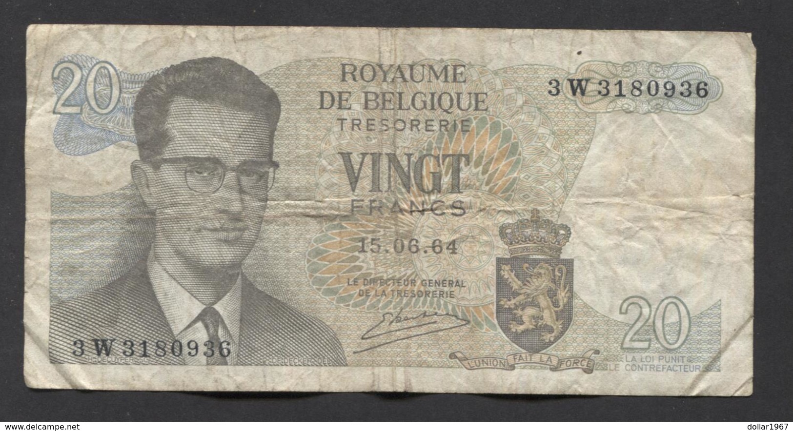 België Belgique Belgium 15 06 1964 -  20 Francs Atomium Baudouin. 3 W 3180936 - 20 Francs