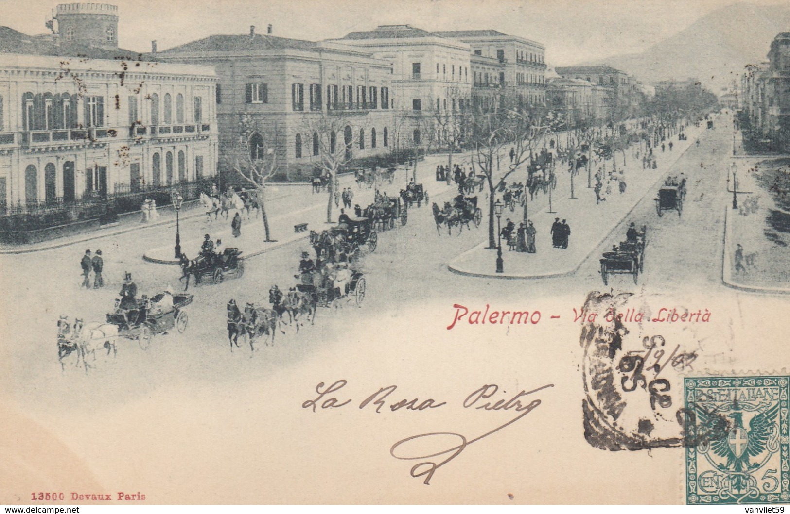 PALERMO-VIA DELLA LIBERTà-CARTOLINA VIAGGIATA IL 5-9-1902 - Palermo