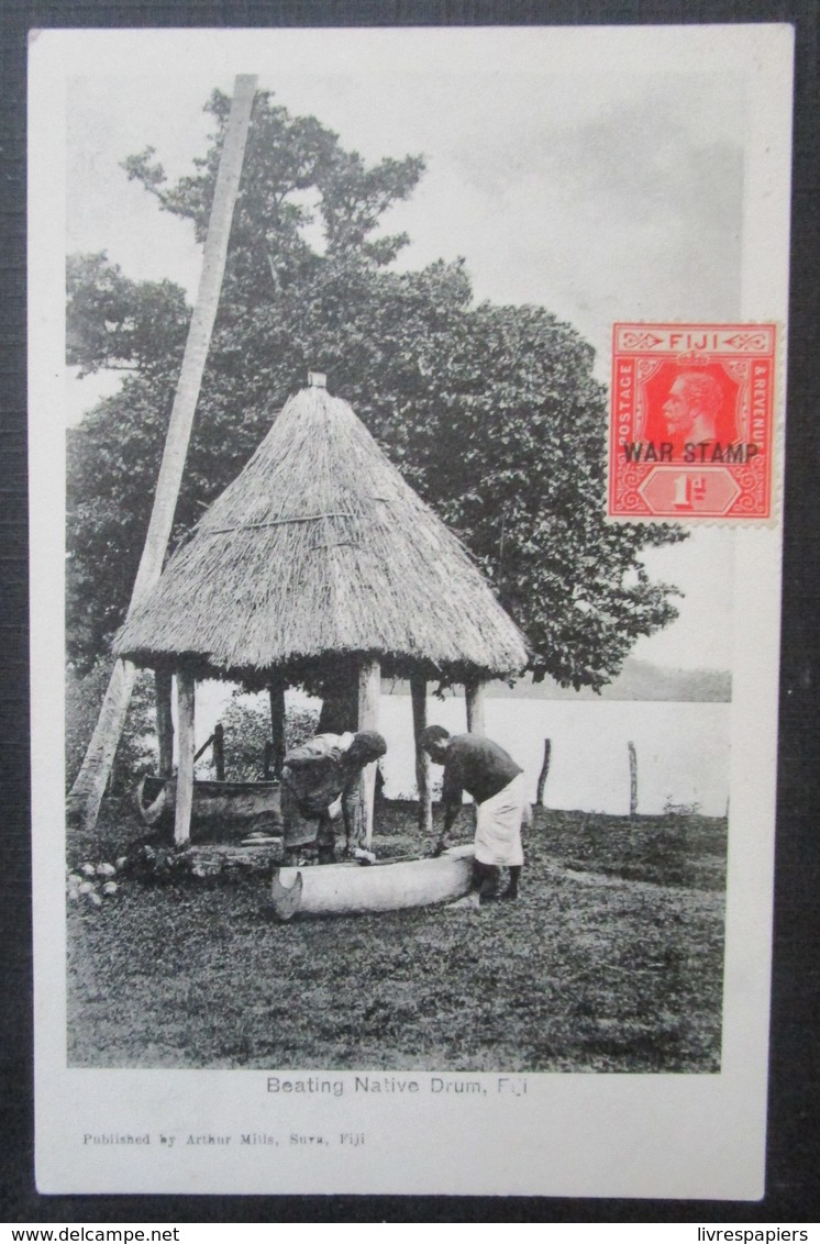 Fiji Fidji Beating Native Drum  Timbrée War Stamp - Fidji