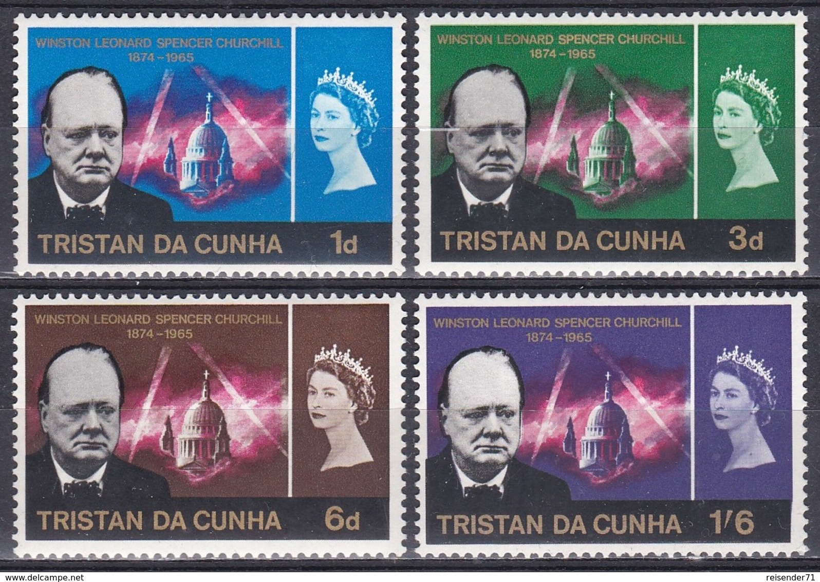 Tristan Da Cunha 1966 Geschichte History Persönlichkeiten Politiker Politicians Literatur Nobel Churchill, Mi. 92-5 * - Tristan Da Cunha