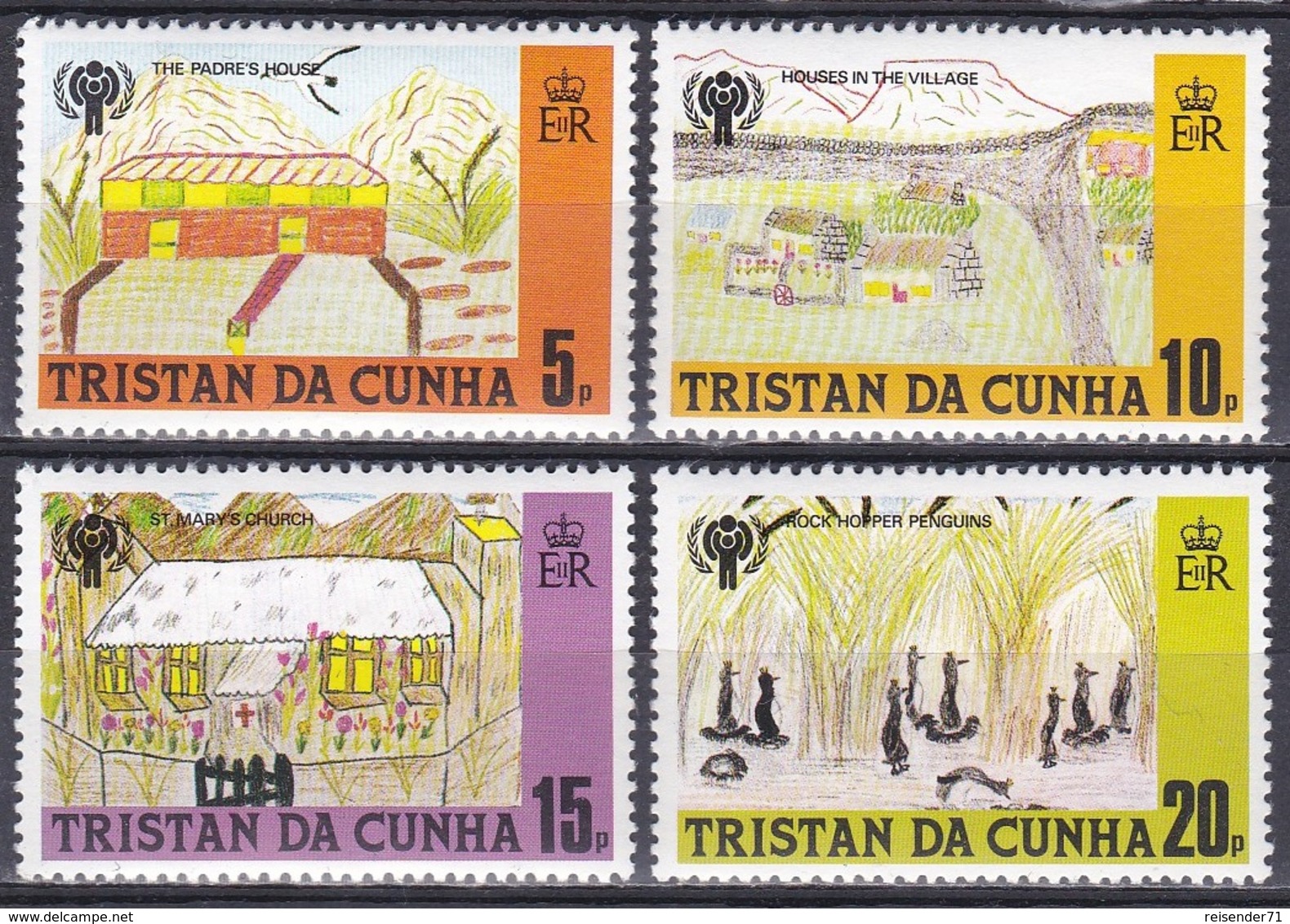 Tristan Da Cunha 1979 Organisationen UNO ONU UNICEF Kinderzeichnungen Kinder Children Kirche Pinguine, Mi. 266-9 ** - Tristan Da Cunha