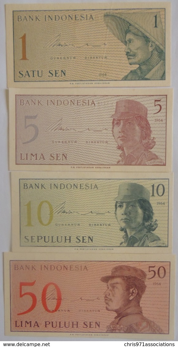 Lot De 4 Billets D'Indonésie Année 1964 Pick 90/91/92/94 Neuf/UNC - Indonésie