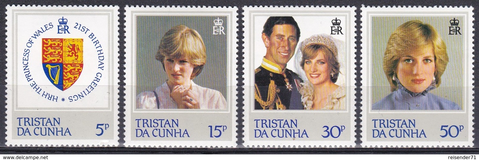 Tristan Da Cunha 1982 Geschichte History Königshäuser Royals Prinzessin Diana Geburtstag Birthday Wappen, Mi. 323-6 ** - Tristan Da Cunha