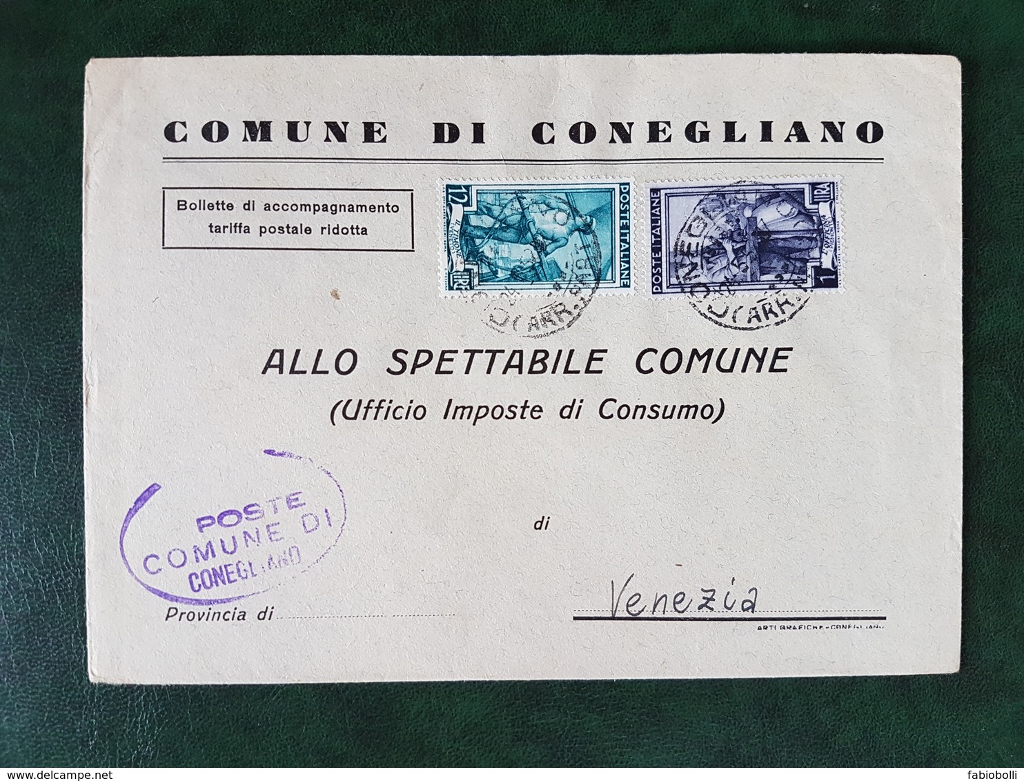 (36689) STORIA POSTALE ITALIA 1952 - 1946-60: Storia Postale