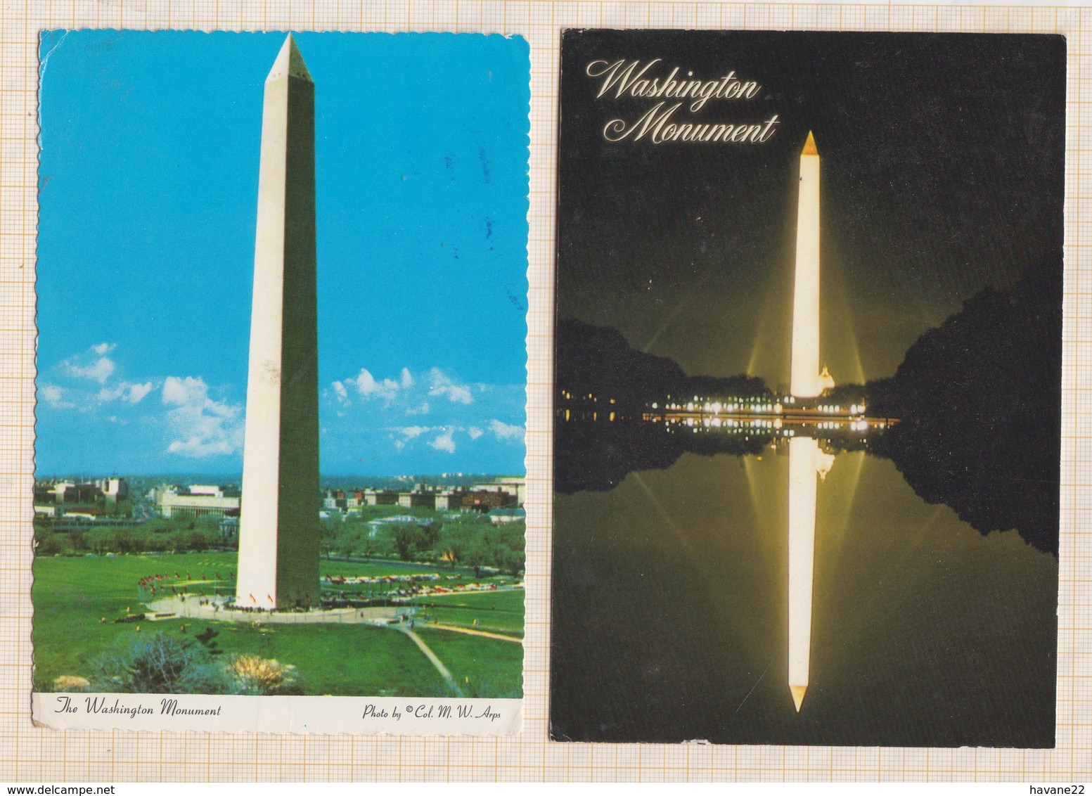 9AL1136 WASHINGTON MONUMENT Lot De 2 Cartes  2 SCANS - Autres & Non Classés