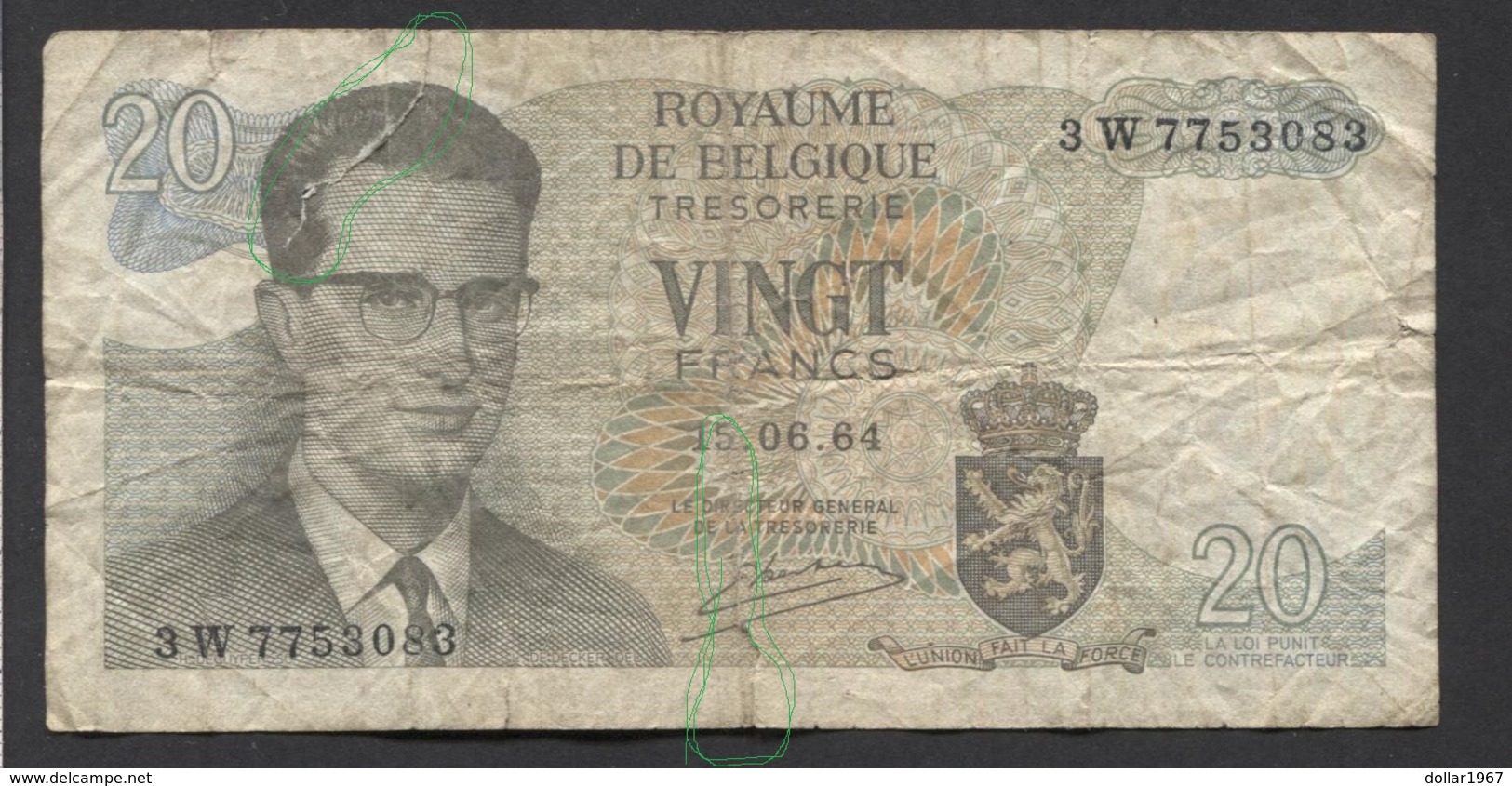België Belgique Belgium 15 06 1964 -  20 Francs Atomium Baudouin. 3 W  7753083 - 20 Franchi