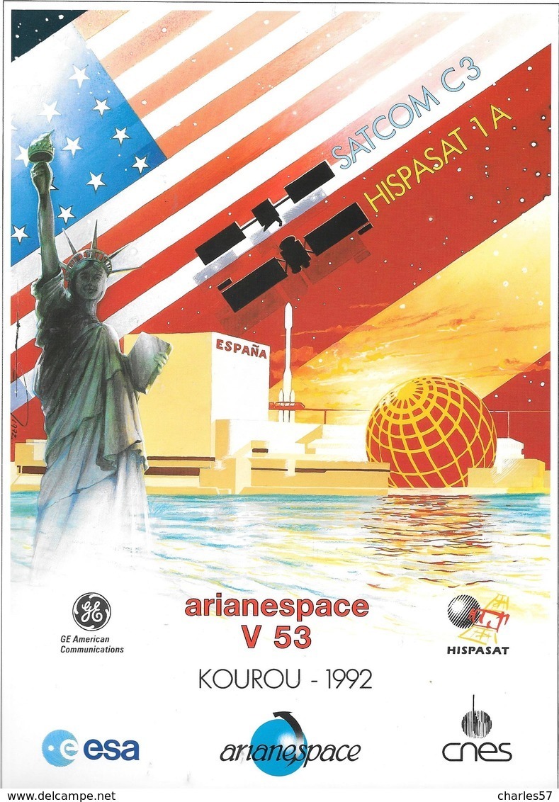 Arianespace V53 Superbe Document 21x29cm (SATCOM C3-HISPASAT 1A) - Europe