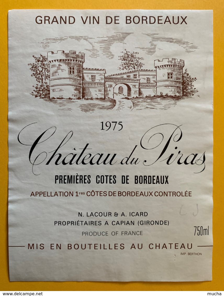 10467 - Château Du Piras  1975 - Bordeaux