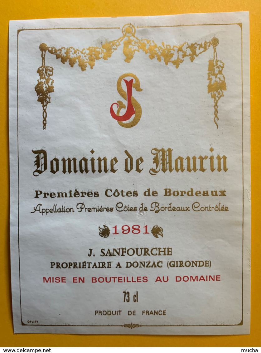 10471 - Domaine De Maurin 1975 & 1981 2 étiquettes - Bordeaux