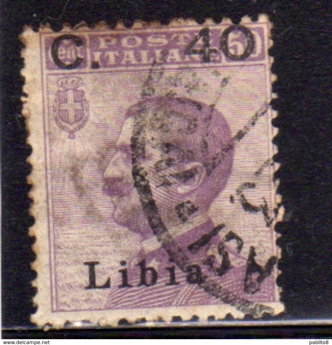 LIBIA 1922 SOPRASTAMPATO D'ITALIA ITALY SURCHERGED CENT. 40 SU 50 C. USATO USED OBLITERE' - Libia