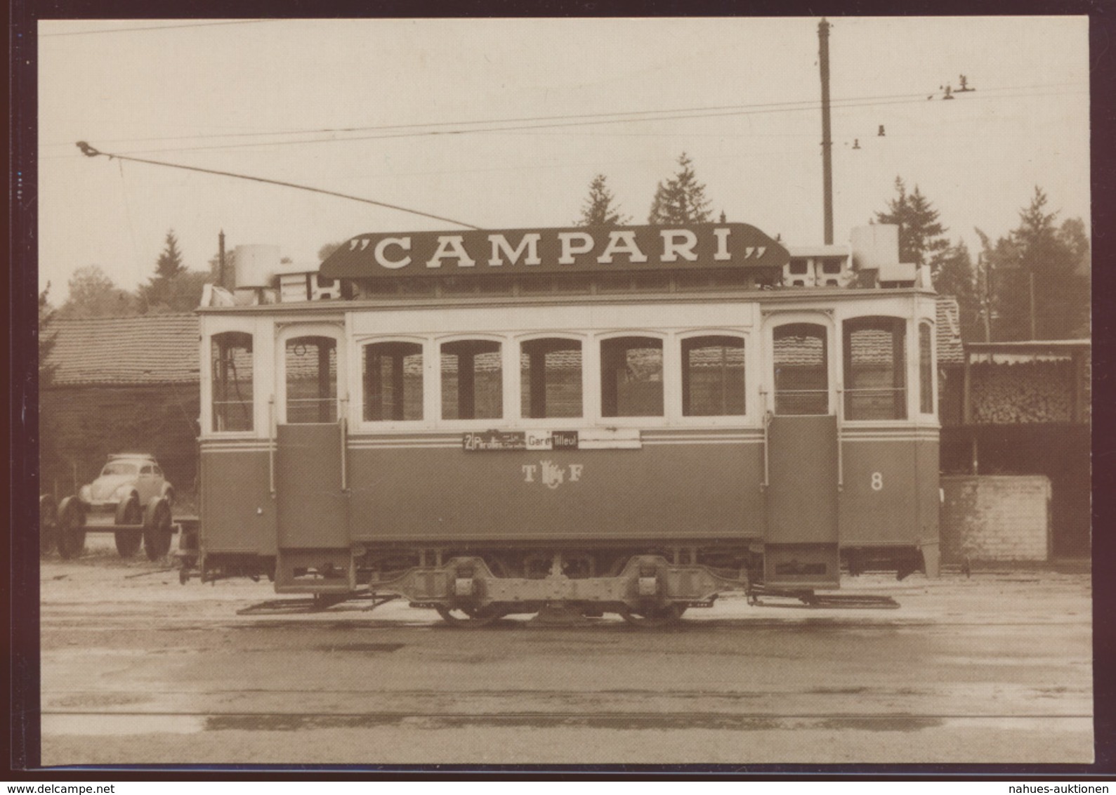 Eisenbahn Foto Ansichtskarte Motorwagen Ce 2 28 Der TF Tram Fribourg Um 1955 - Sonstige & Ohne Zuordnung