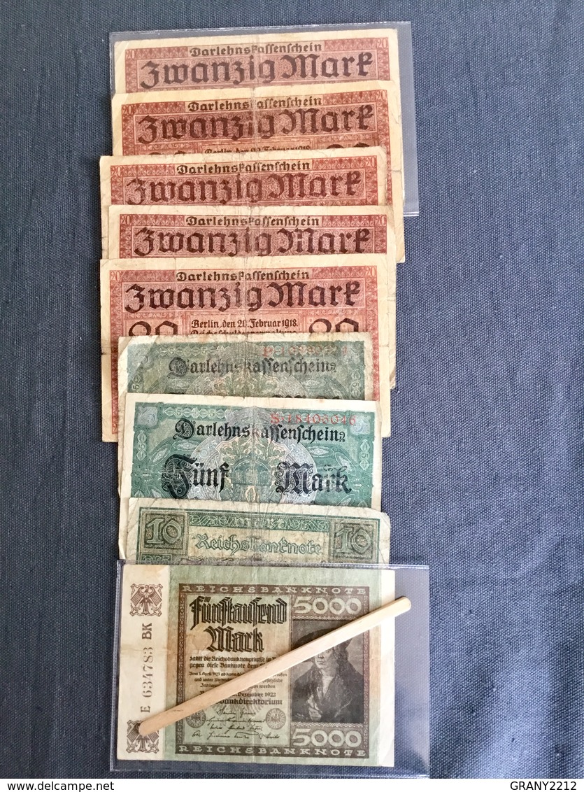 Lot De 45 Billets MARK   Reichsbanknote  Allemagne 1908/1925 - Vrac - Billets