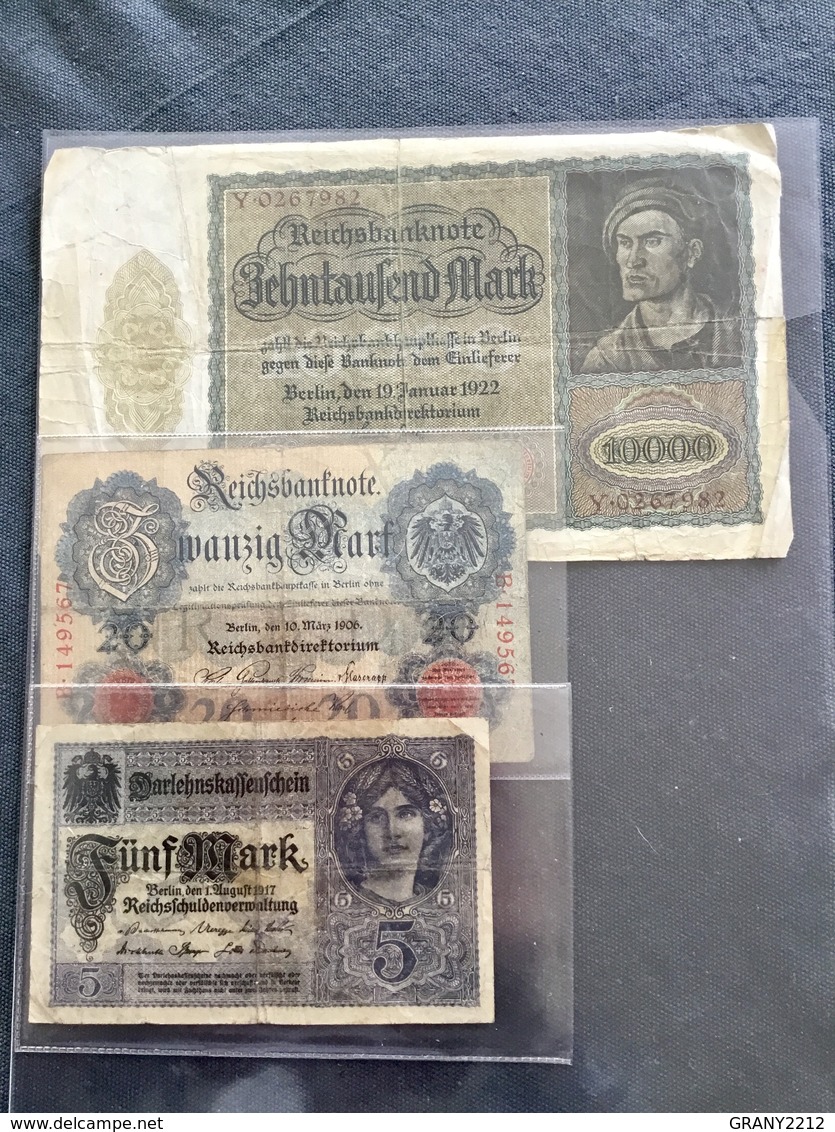 Lot de 45 billets MARK   Reichsbanknote  Allemagne 1908/1925