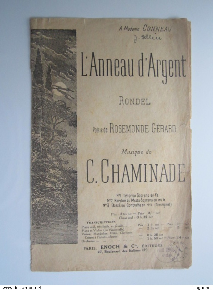 PARTITION L'ANNEAU D'ARGENT RONDEL ROSEMONDE GERARD CHAMINADE CONNEAU 17,5 X 27,5 Cm Env - Other & Unclassified