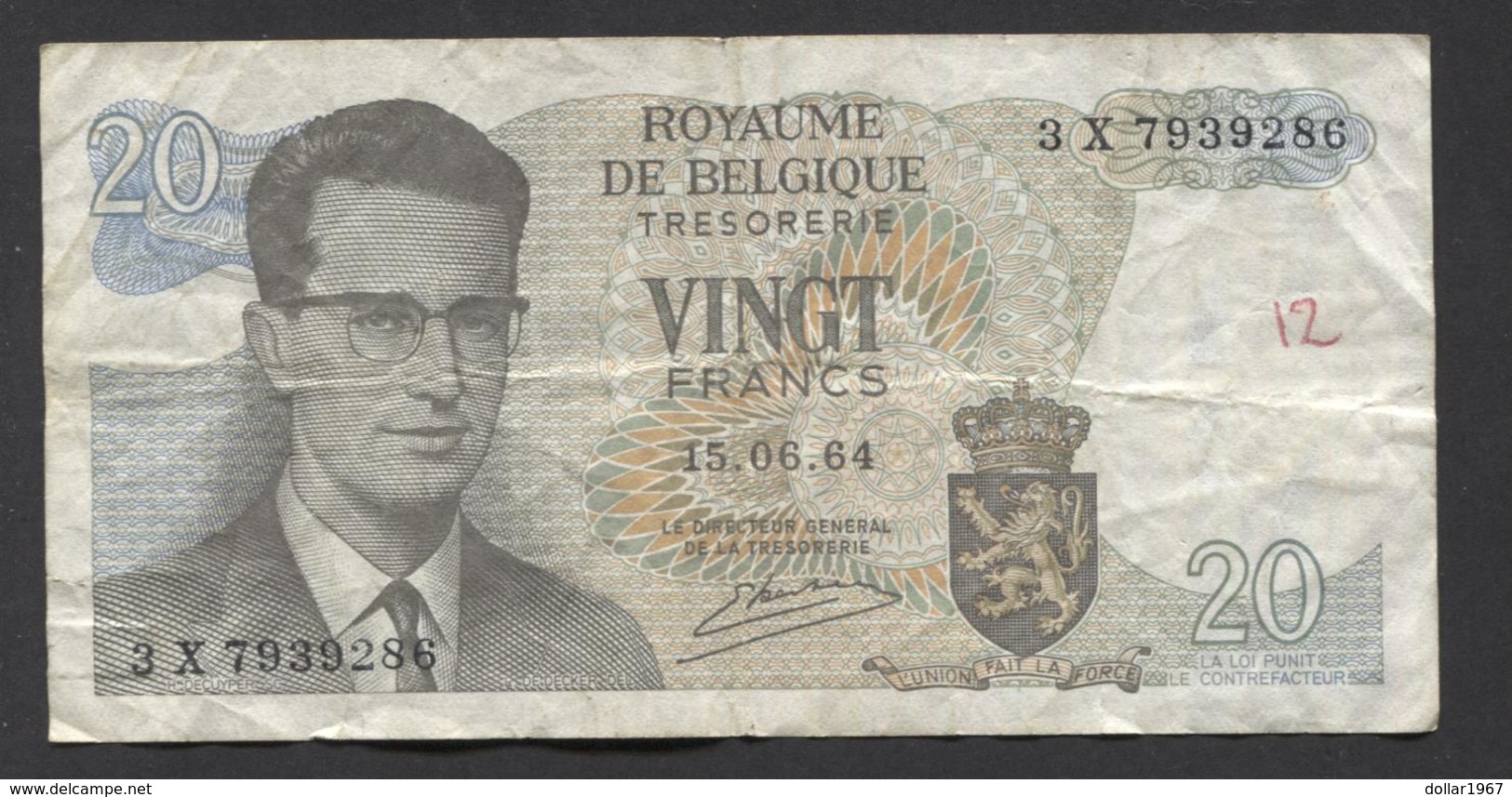 België Belgique Belgium 15 06 1964 -  20 Francs Atomium Baudouin. 3 X 7939286 - 20 Francs