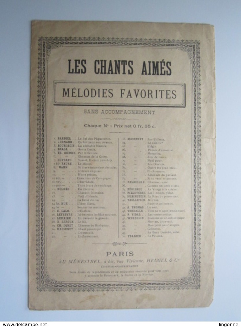 PARTITION N°14 CHANTS RELIGIEUX SANS ACCOMPAGNEMENT AU MENESTREL HEUGEL  17,5 X 27,5 Cm Env - Autres & Non Classés