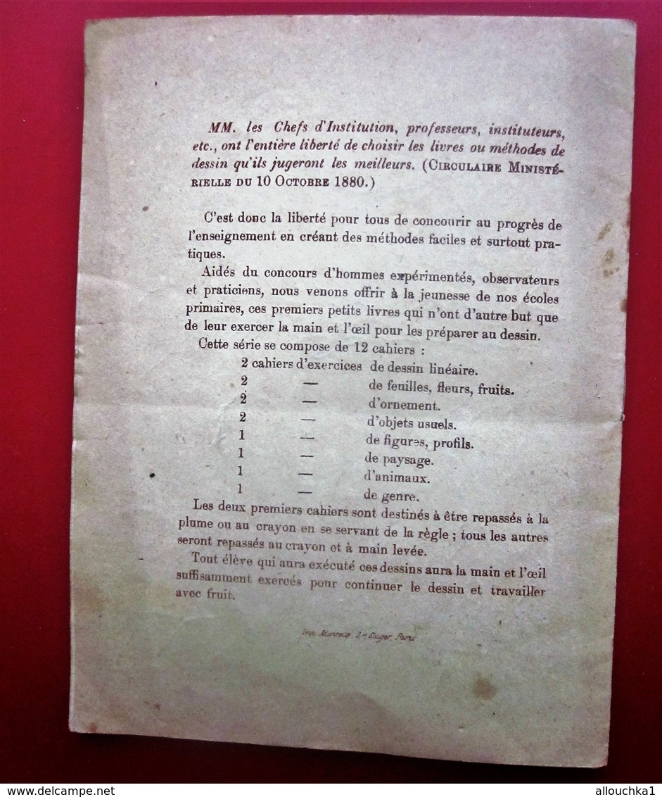 1920 Jean Cousin Petite Méthode élémentaire de Dessin Linéaire à Colorier Conformément Circulaire Ministériel 10-10-1880