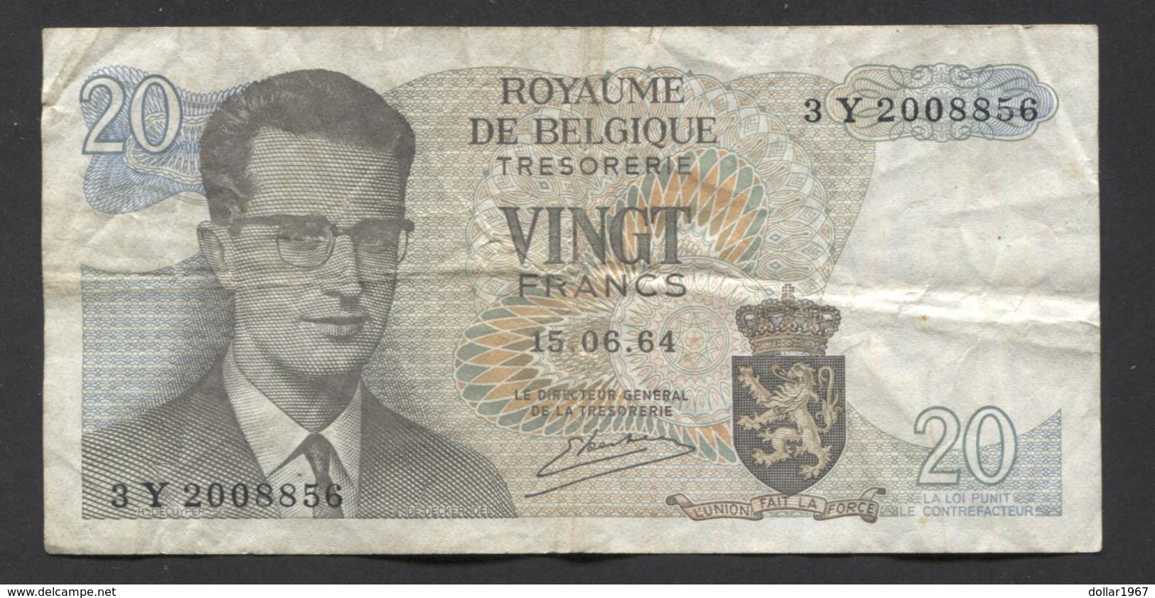 België Belgique Belgium 15 06 1964 -  20 Francs Atomium Baudouin. 3 Y 2008856 - 20 Franchi