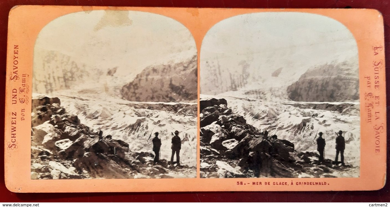 MER DE GLACE A GRINDELWALD SUISSE OBERLAND ALPINISME STEREO ALPES E. LAMY SUISSE 1900 MONT-BLANC - Stereoscopic