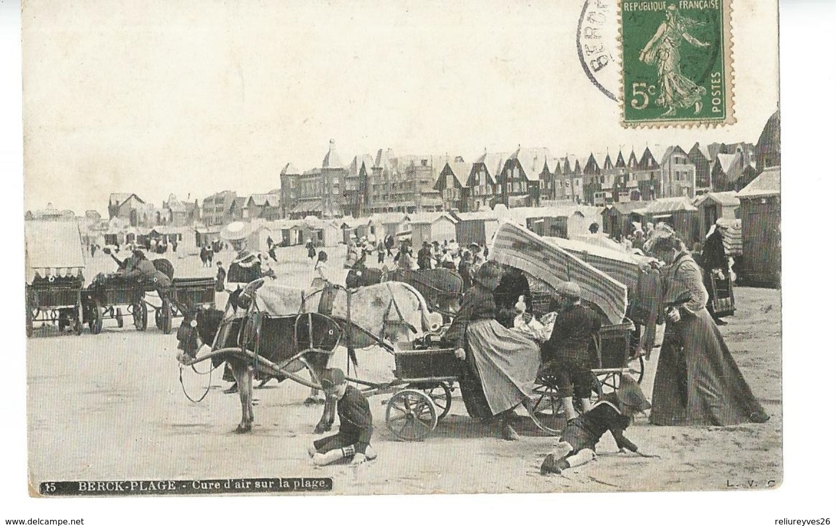 CPA,D.62 , N°15, Berck-Plage, Cure D'air Sur La Plage ,animée ,Ed. L.V.C. , 1903 - Berck