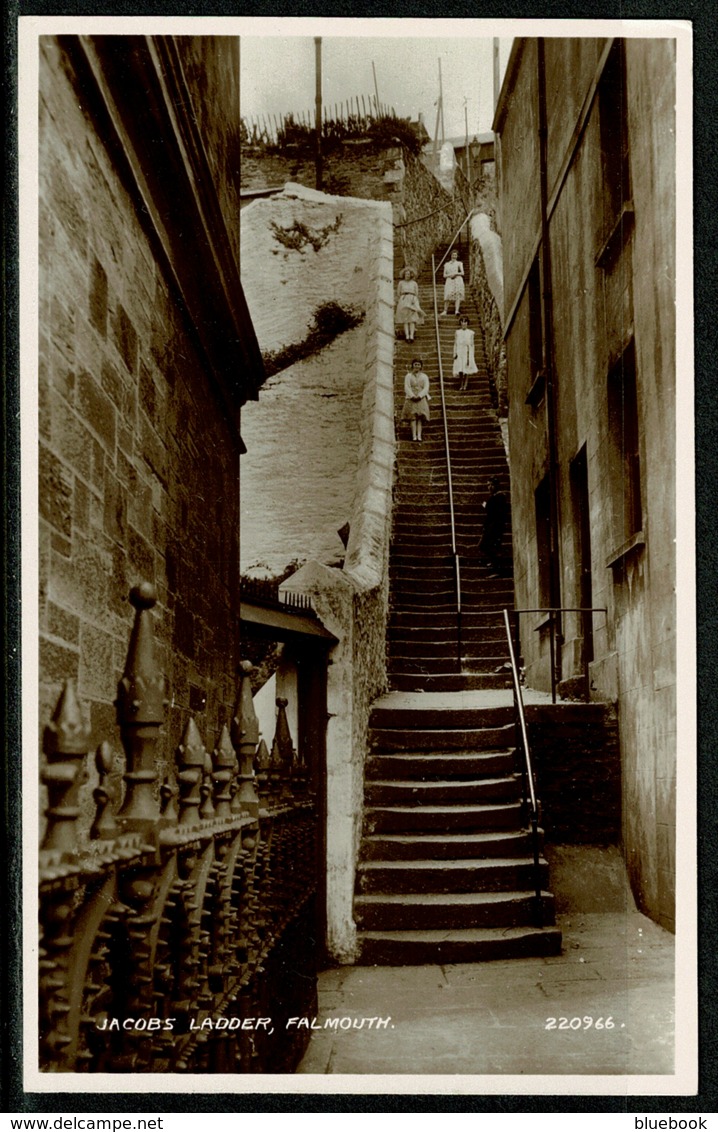 Ref 1285 - Real Photo Postcard - Jacobs Ladder - Falmouth Cornwall - Falmouth