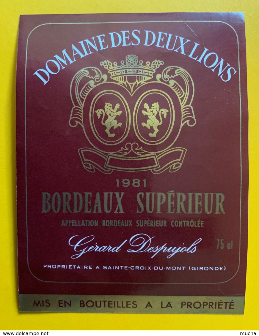 10498 - Domaine Des Deux Lions 1981 - Bordeaux