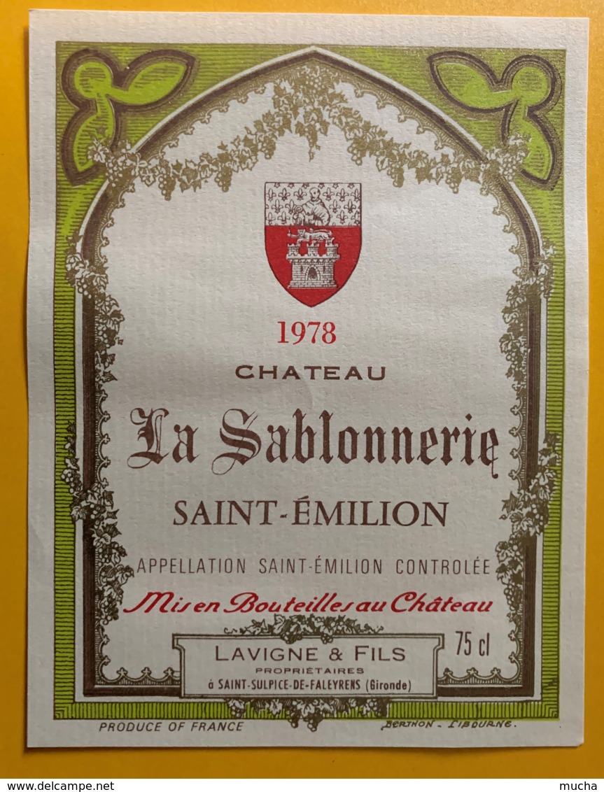 10499 - Château La Sablonnerie 1975,1976,1978  & 1979  Saint-Emilion 4 étiquettes - Bordeaux