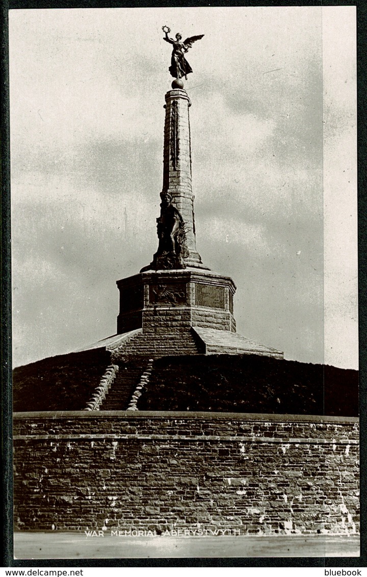 Ref 1285 - Early Photo Postcard - War Memorial Aberystwyth - Cardiganshire Wales - Cardiganshire