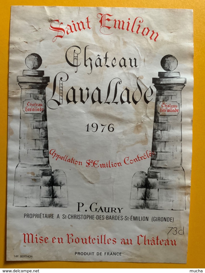 10513- Château Lavallade  1976  Saint-Emilion - Bordeaux