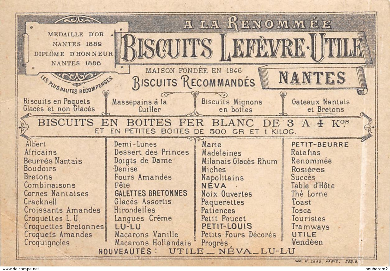 Chromos Réf. T 18-108. Biscuits Lu - Soirée à Bord - Marins, éventail - Lu