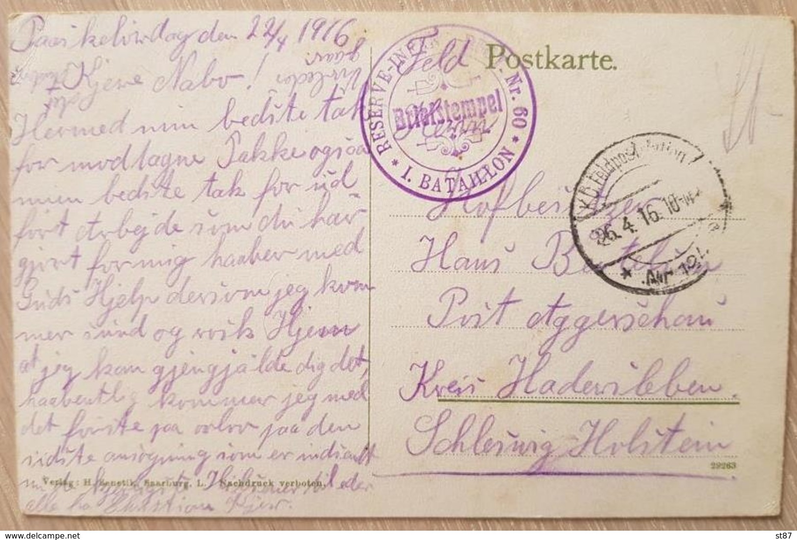 Germany Feldpost 1916 Haderslev - Altri & Non Classificati