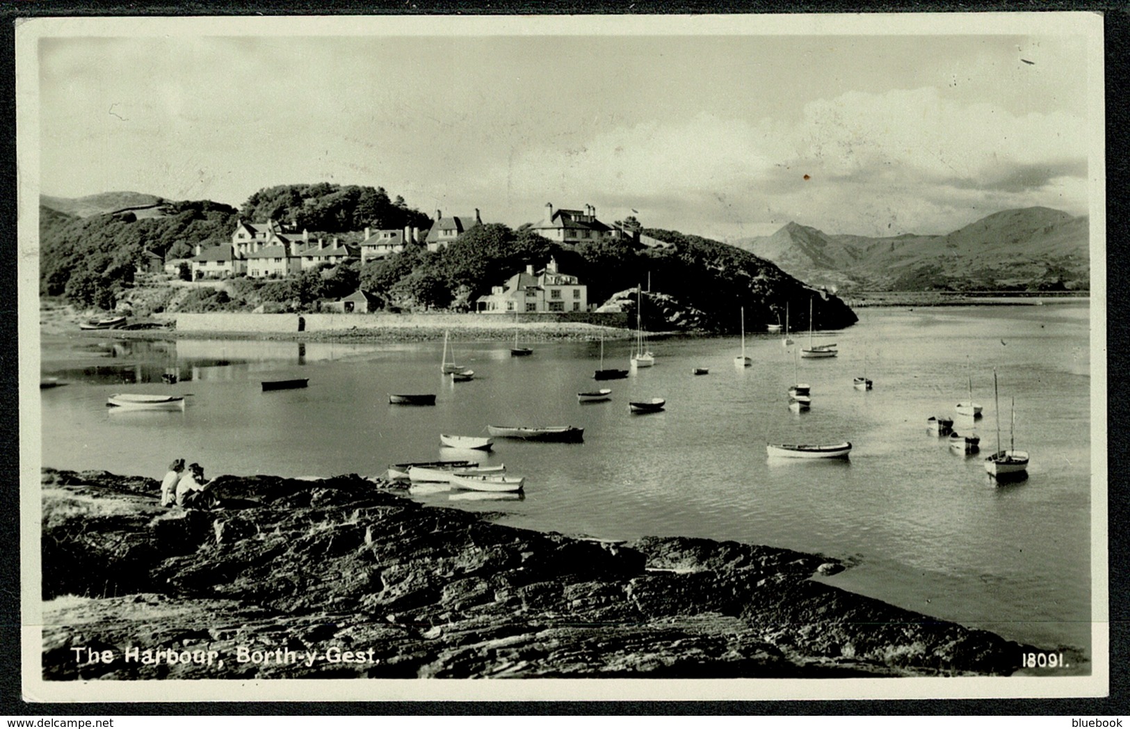 Ref 1285 - 1958 J. Salmon Real Photo Postcard - The Harbour - Borth-y-Gest Caernavonshire Wales - Caernarvonshire