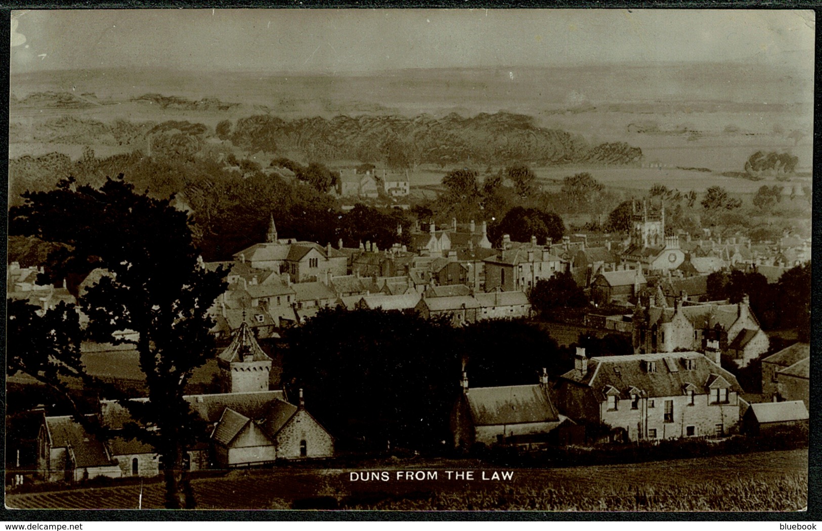 Ref 1285 - Early Real Photo Postcard - Duns From Law - Berwickshire Scotland - Berwickshire
