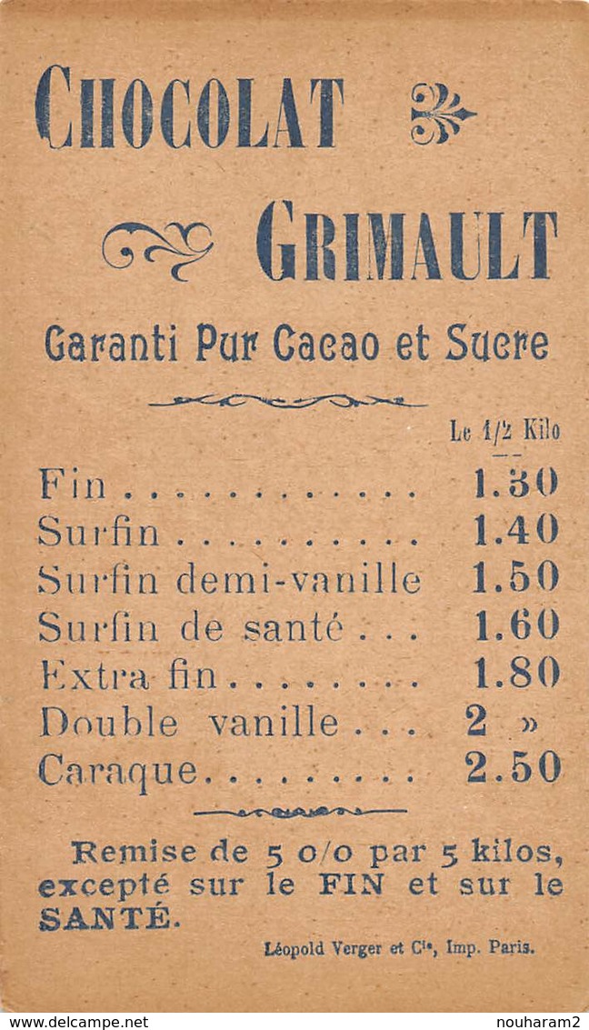 Chromos Réf. T 18-117 - Chocolat Grimault - M. Roosevezlt - Président Des Etats-Unis - Autres & Non Classés