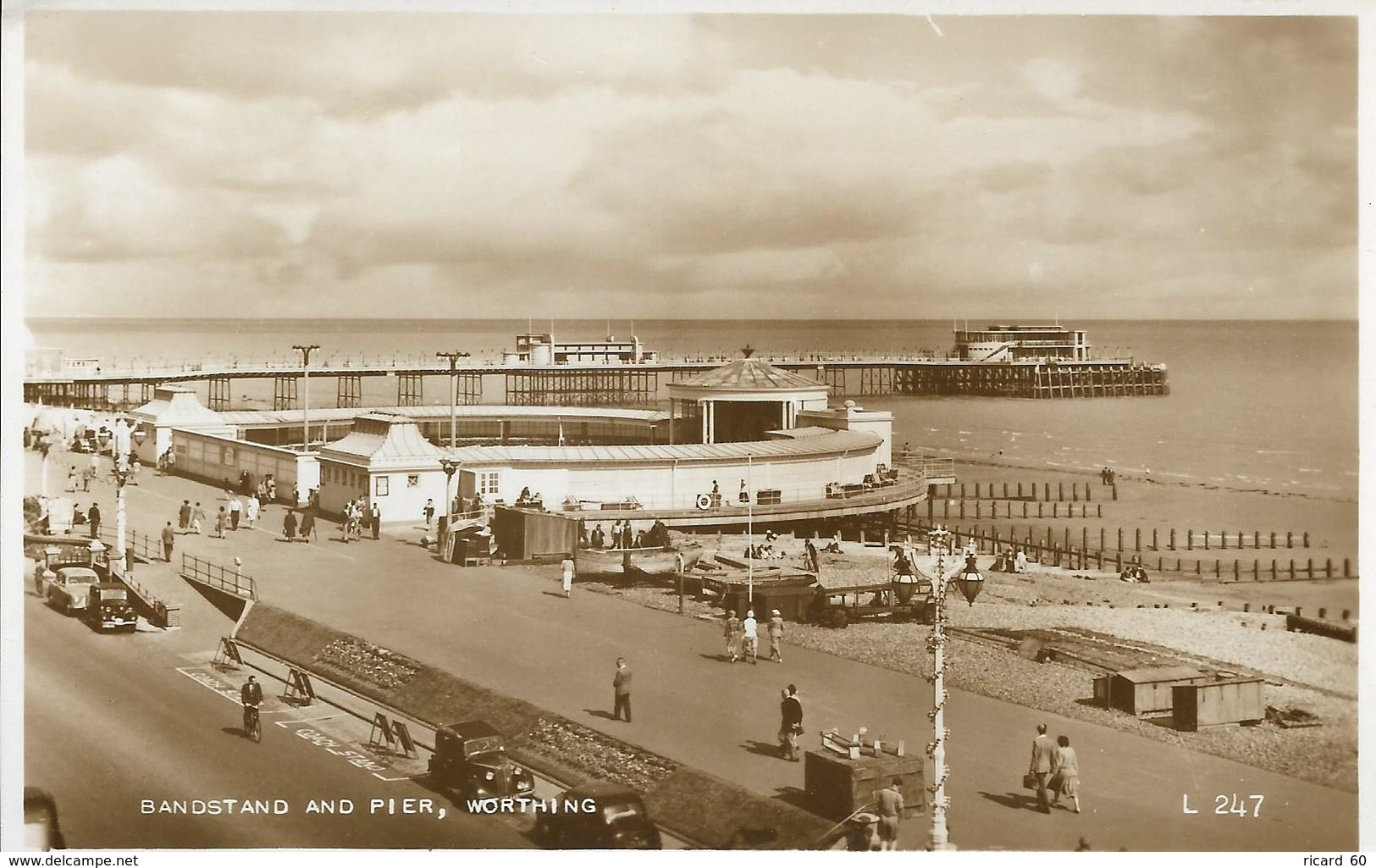 Cpa Worthing, Bandstand And Pier, Voitures Anciennes, Old Cars - Worthing