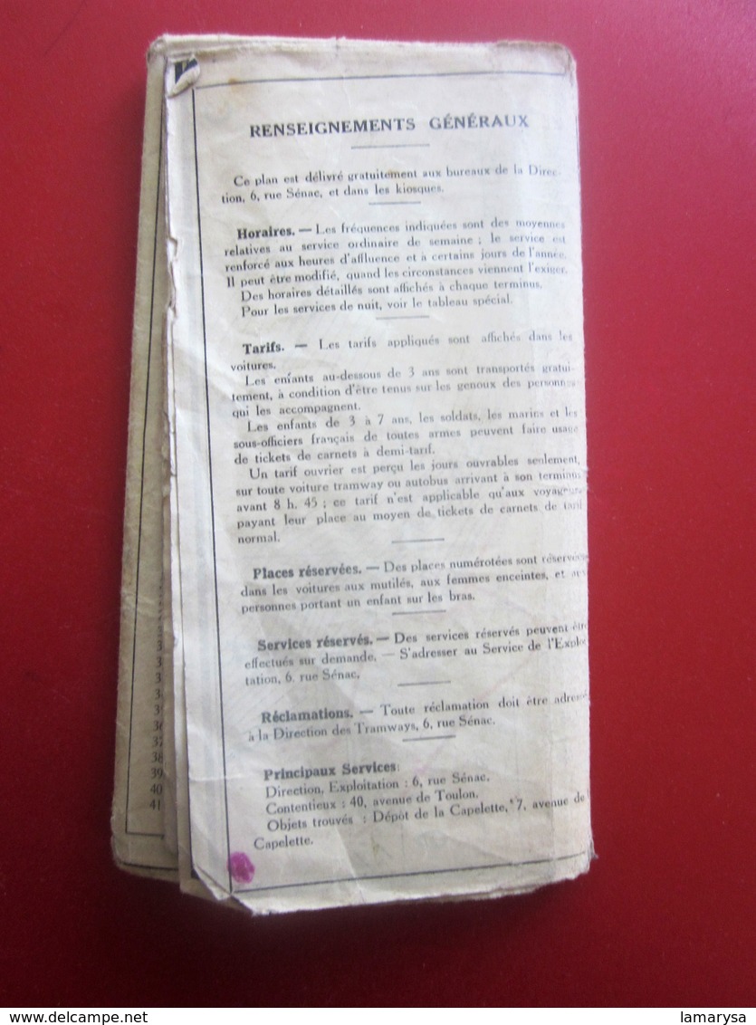 1939 COMPAGNIE GÉNÉRALE DES TRAMWAYS Plans des Réseaux - Schémas de lignes de Marseille Renseignements généraux Europe