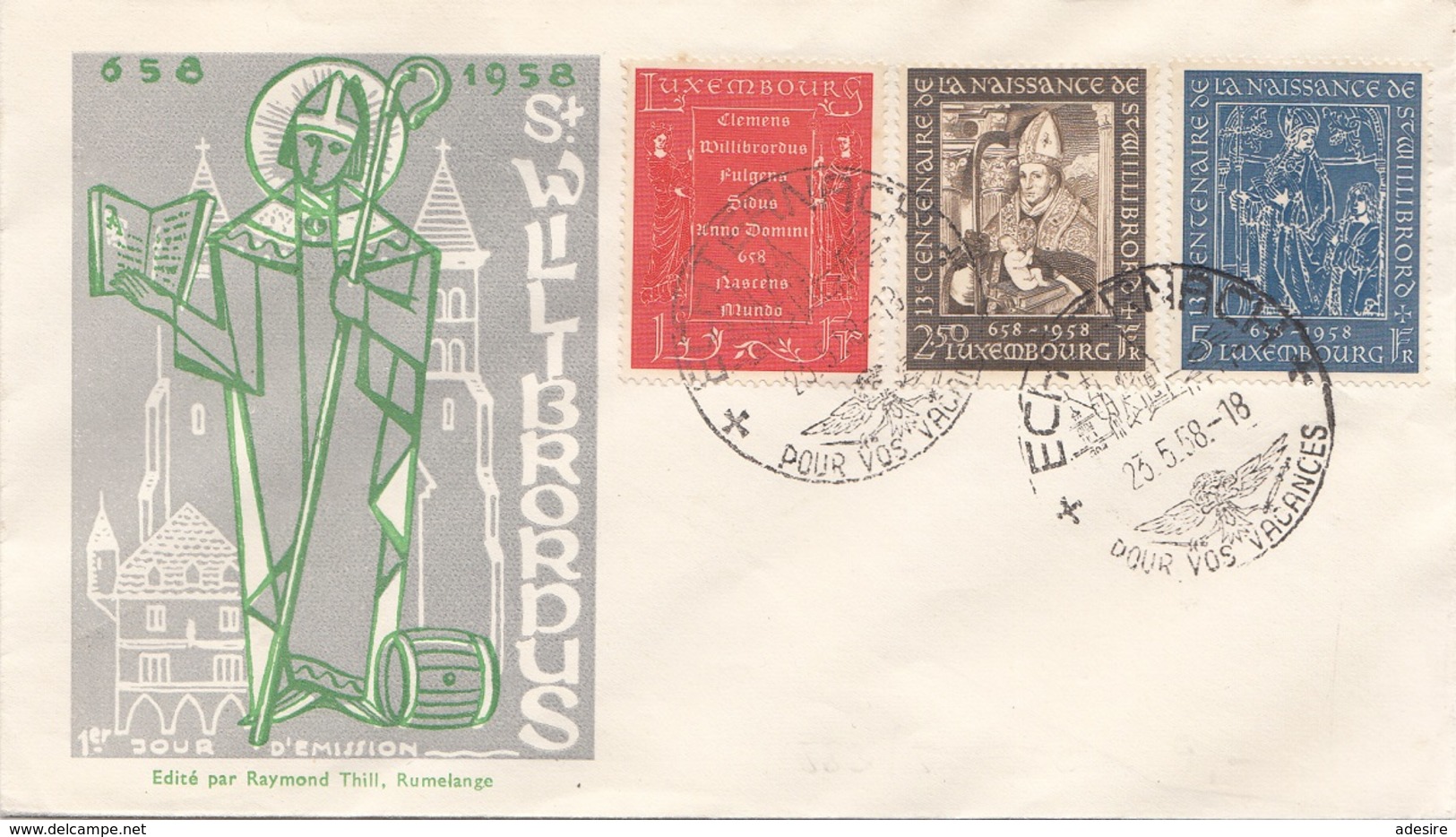 LUXEMBOURG 1958 - 3 Sondermarken Auf Schmuckbrief Mit Sonderstempel - Briefe U. Dokumente