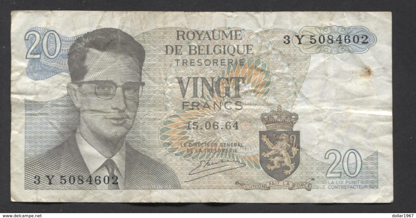 België Belgique Belgium 15 06 1964 -  20 Francs Atomium Baudouin. 3 Y  5084602 - 20 Francos