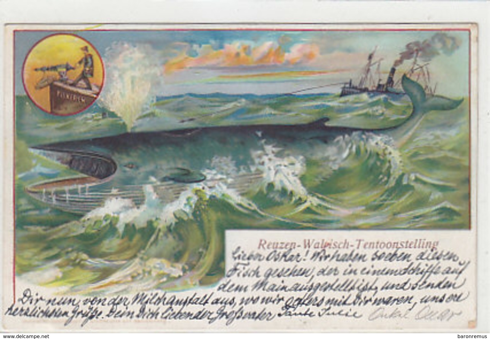Walfischfang (Reuzen-Walvisch-Tentoonstelling) - Litho - 1902           (190503) - Sonstige & Ohne Zuordnung