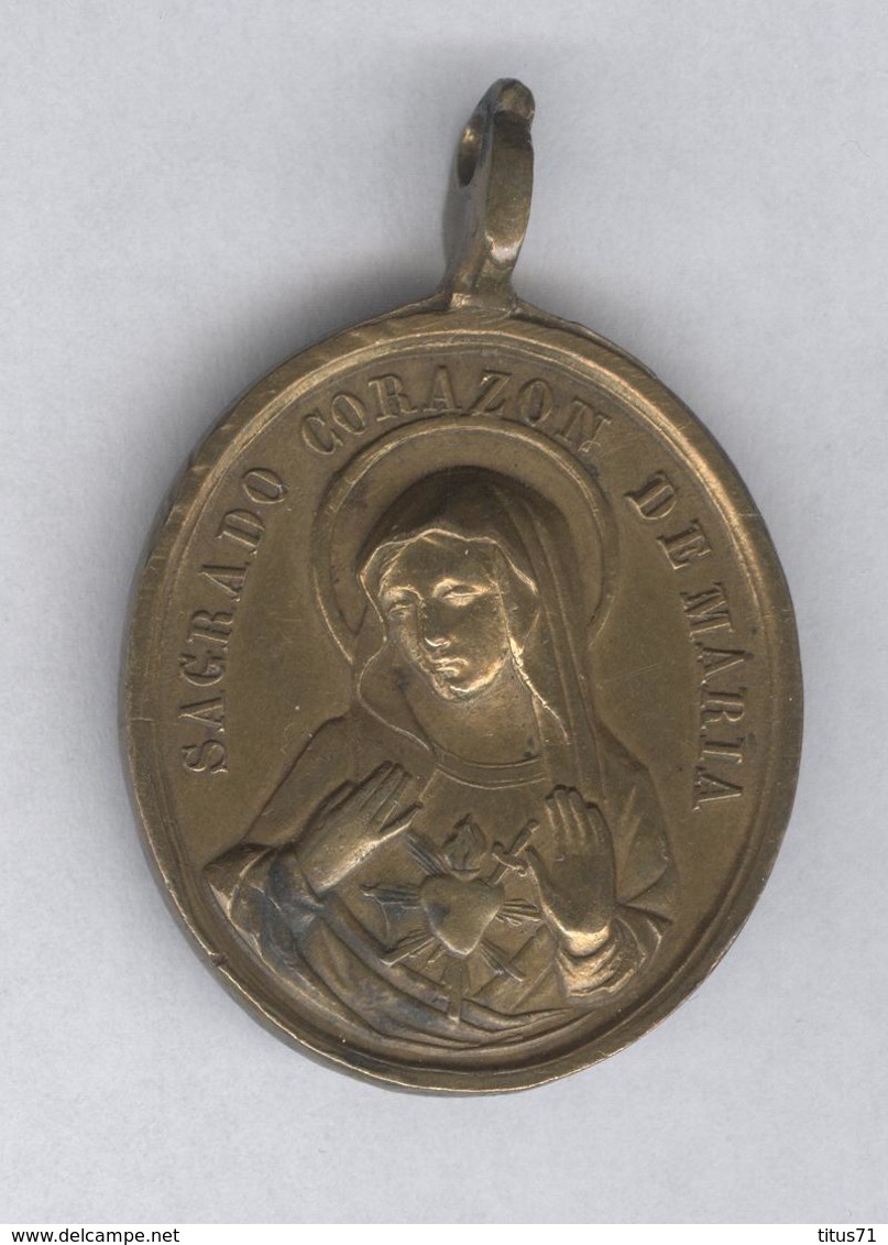 Médaille Pendentif Sacrado Corazon De Maria - Sacrado Corazon De Jesus - Religione & Esoterismo