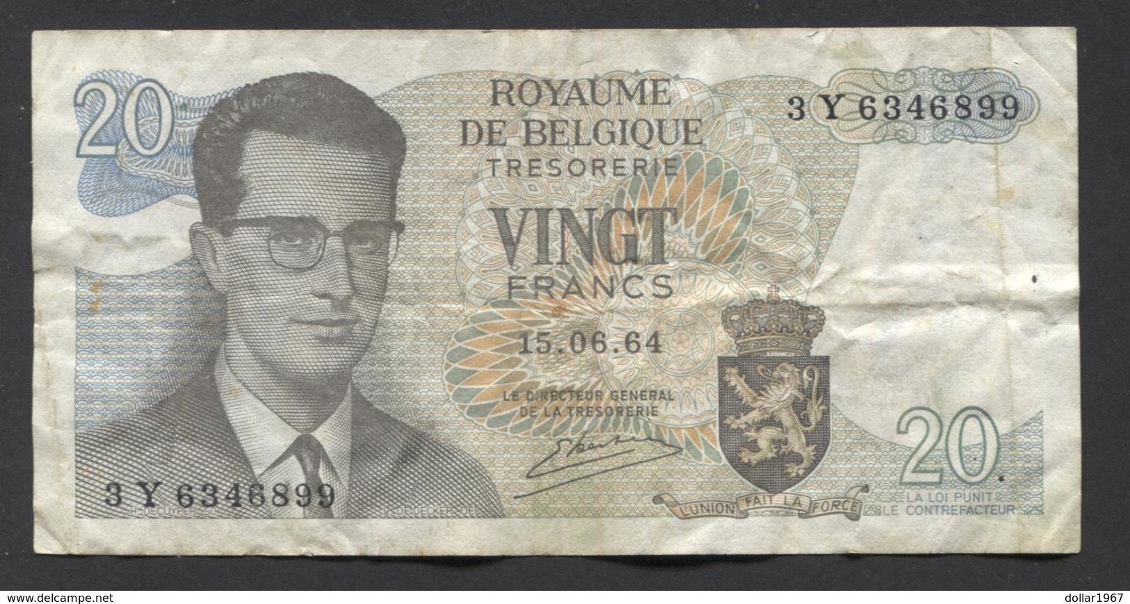 België Belgique Belgium 15 06 1964 -  20 Francs Atomium Baudouin. 3 Y  6346899 - 20 Francos