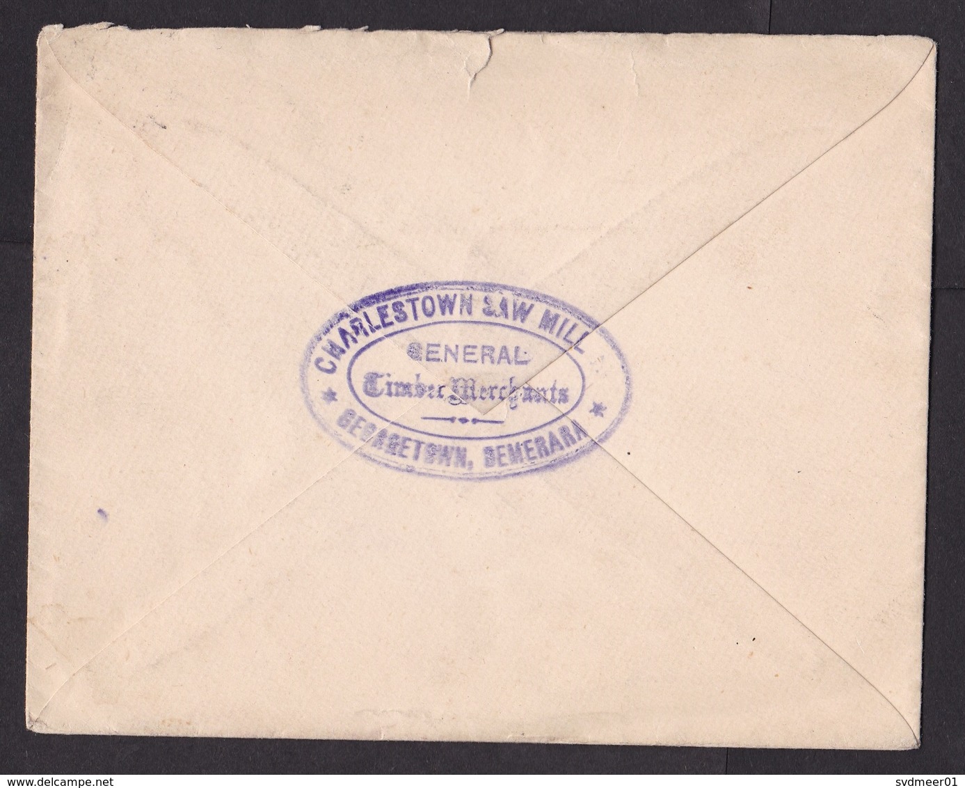 British Guiana: Cover To Canada, 1916, 2 Stamps, George V, Sent By Saw Mill Timber Merchants (minor Damage) - Britisch-Guayana (...-1966)