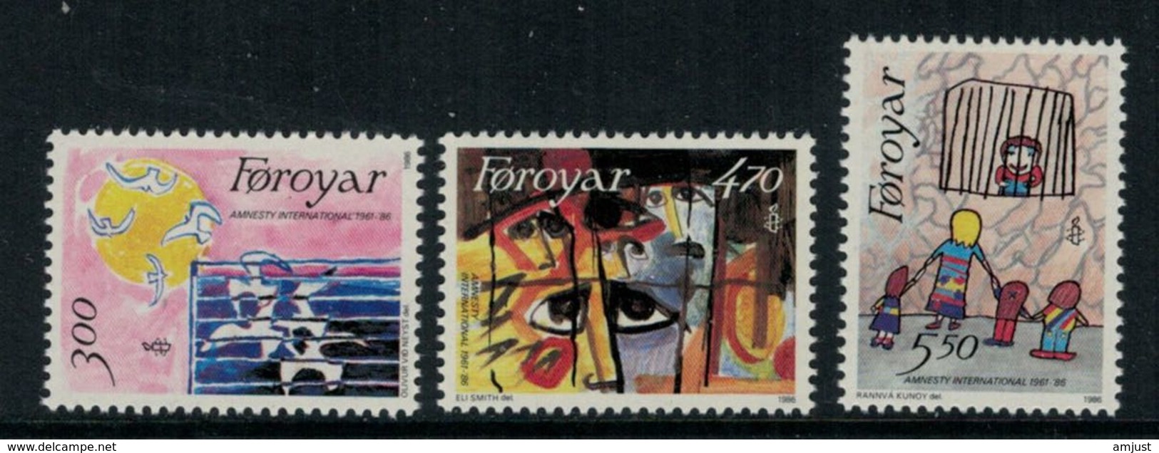 Iles Féroé // 1986 // 25ème Amnesty International  Timbres Neufs ** MNH No.130-132 Y&T - Féroé (Iles)