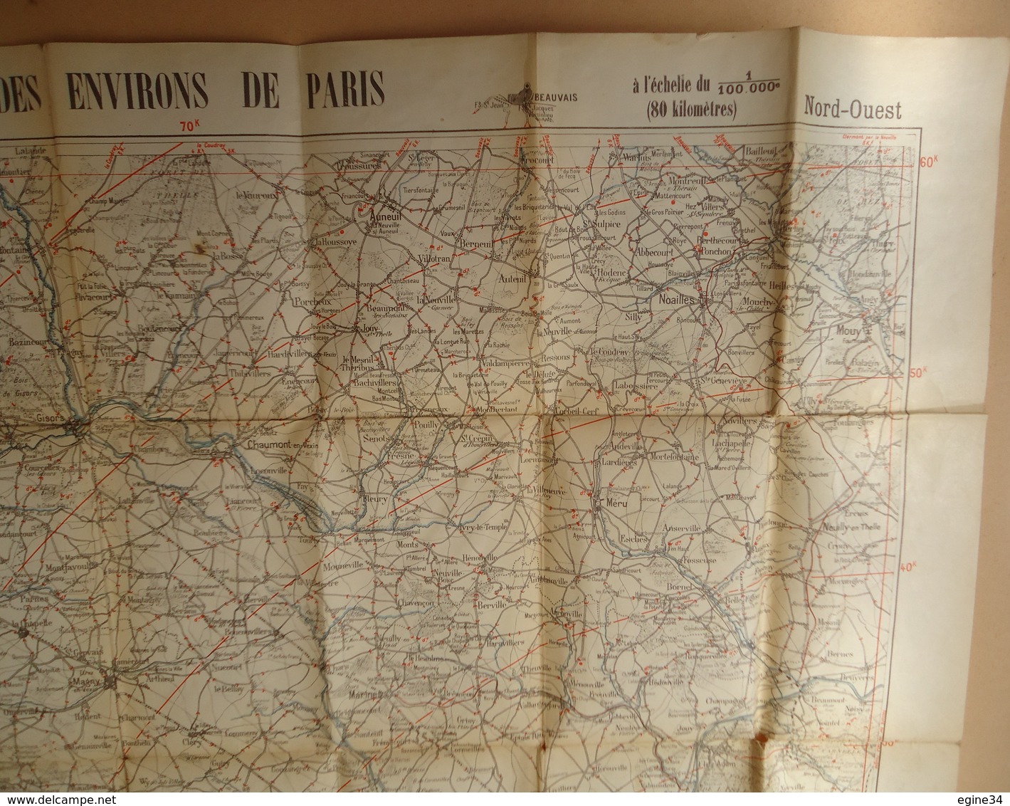 CARTE TARIDE -Grande Carte Des Environs De Paris Cyclistes & Automobiles - Nord Ouest - Beauvais - Cartes Routières