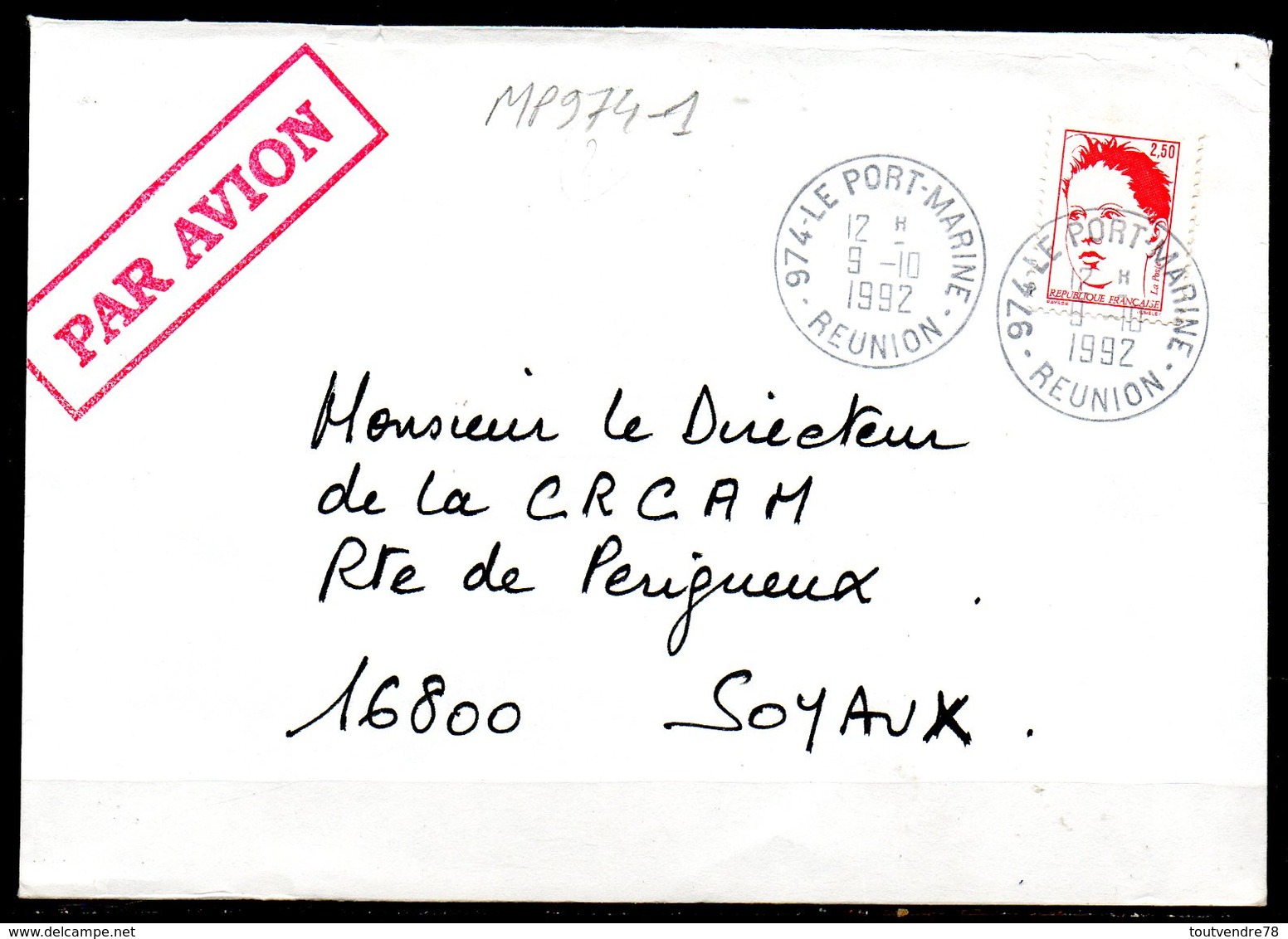 MP974-1 / Dept 974 (Réunion ) LE PORT MARINE 1992 > Cachet Type A9 - Manual Postmarks