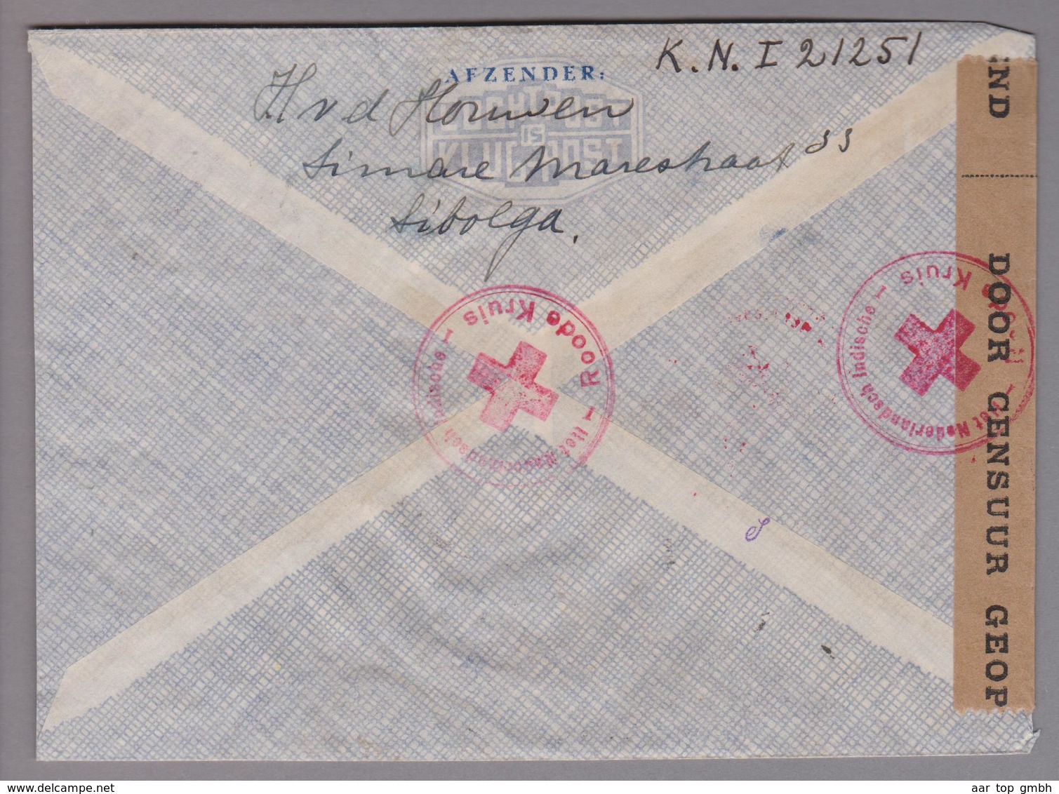 AS Niederl.Indien 1940-12-09 Sibolga Zensur-Rotkreuz-Luftpostbrief Nach Genève - Indes Néerlandaises